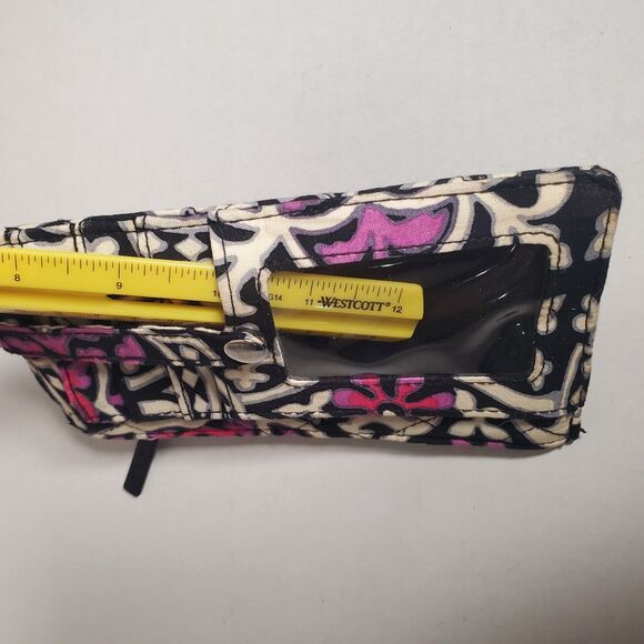Vera Bradley ID Wallet Wristlet Card Holder Black‎ Pink Floral Quilted - Picture 7 of 12